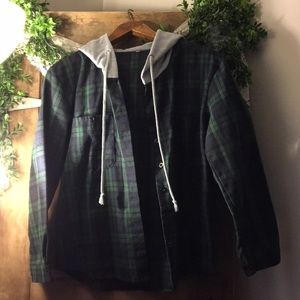 Flannel with grey hood